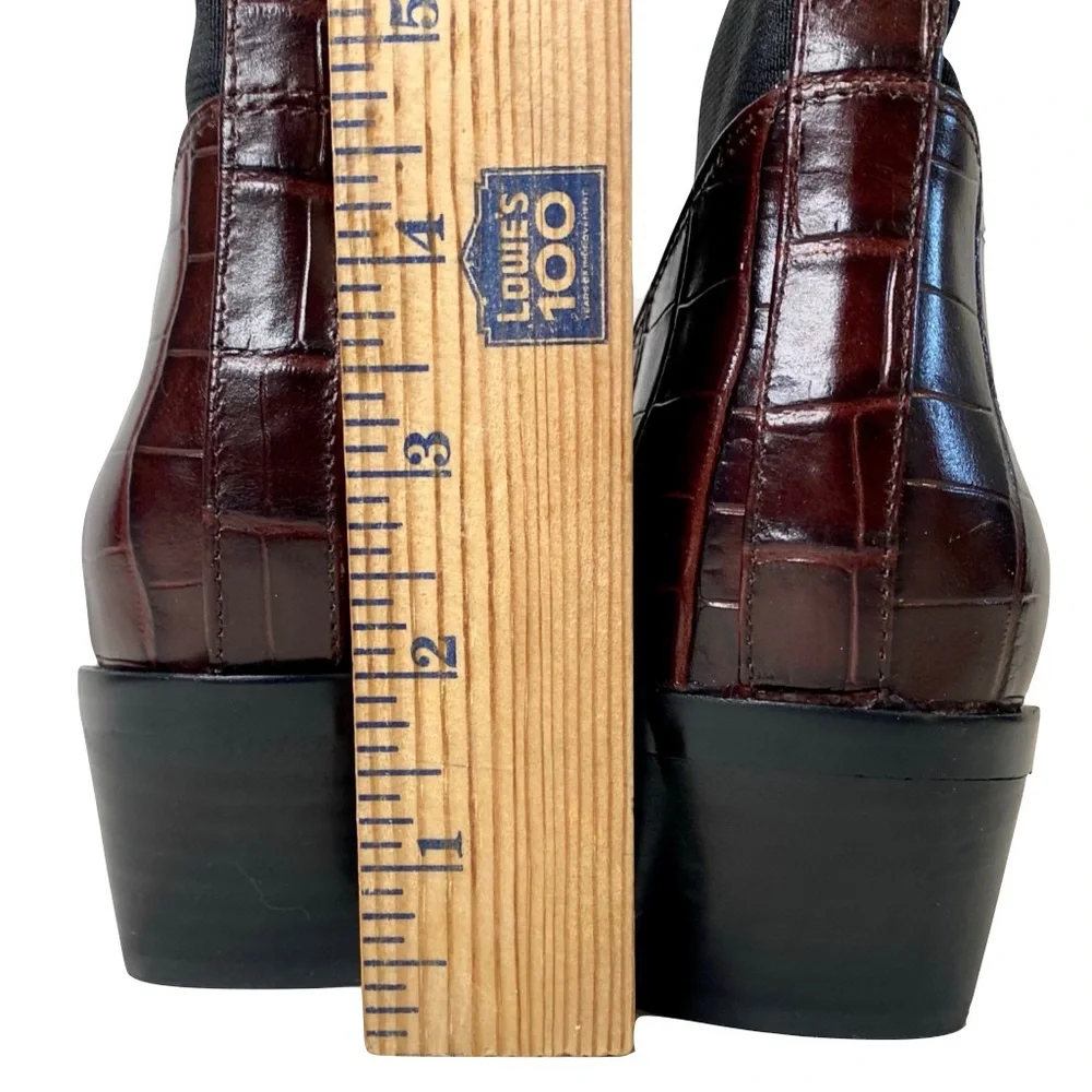 Nordstrom Women’s Ainsley2 Embossed Leather Chelsea Western Boot Brown Size 9.5 - Picture 12 of 14